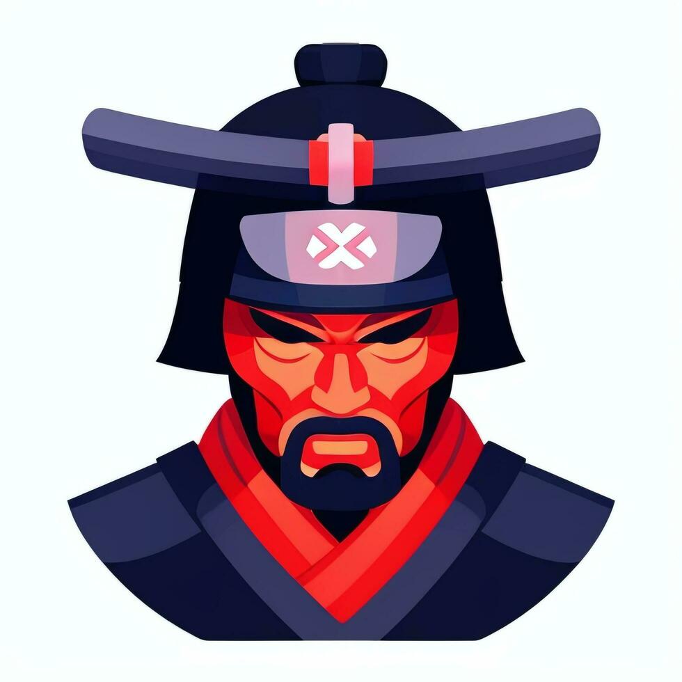 AI generated Samurai Icon Avatar Gamer Clip Art Sticker Decoration Simple Background photo