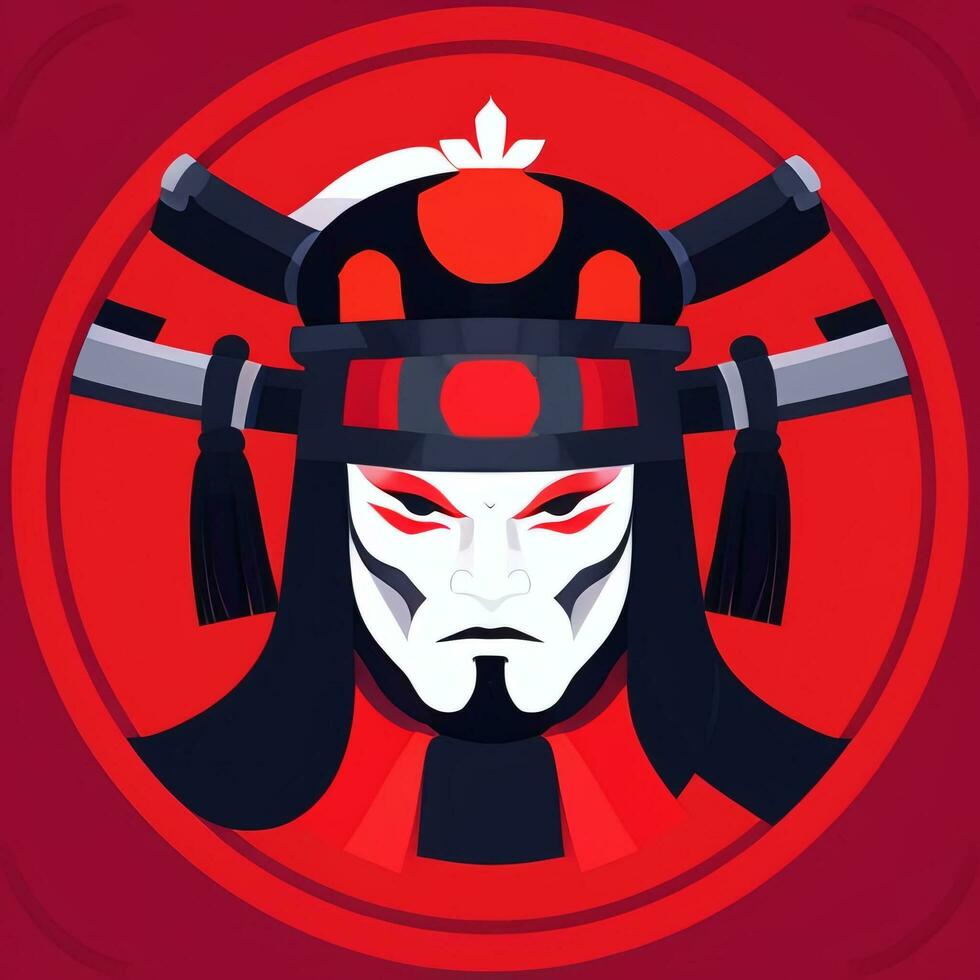 AI generated Samurai Icon Avatar Gamer Clip Art Sticker Decoration Simple Background photo