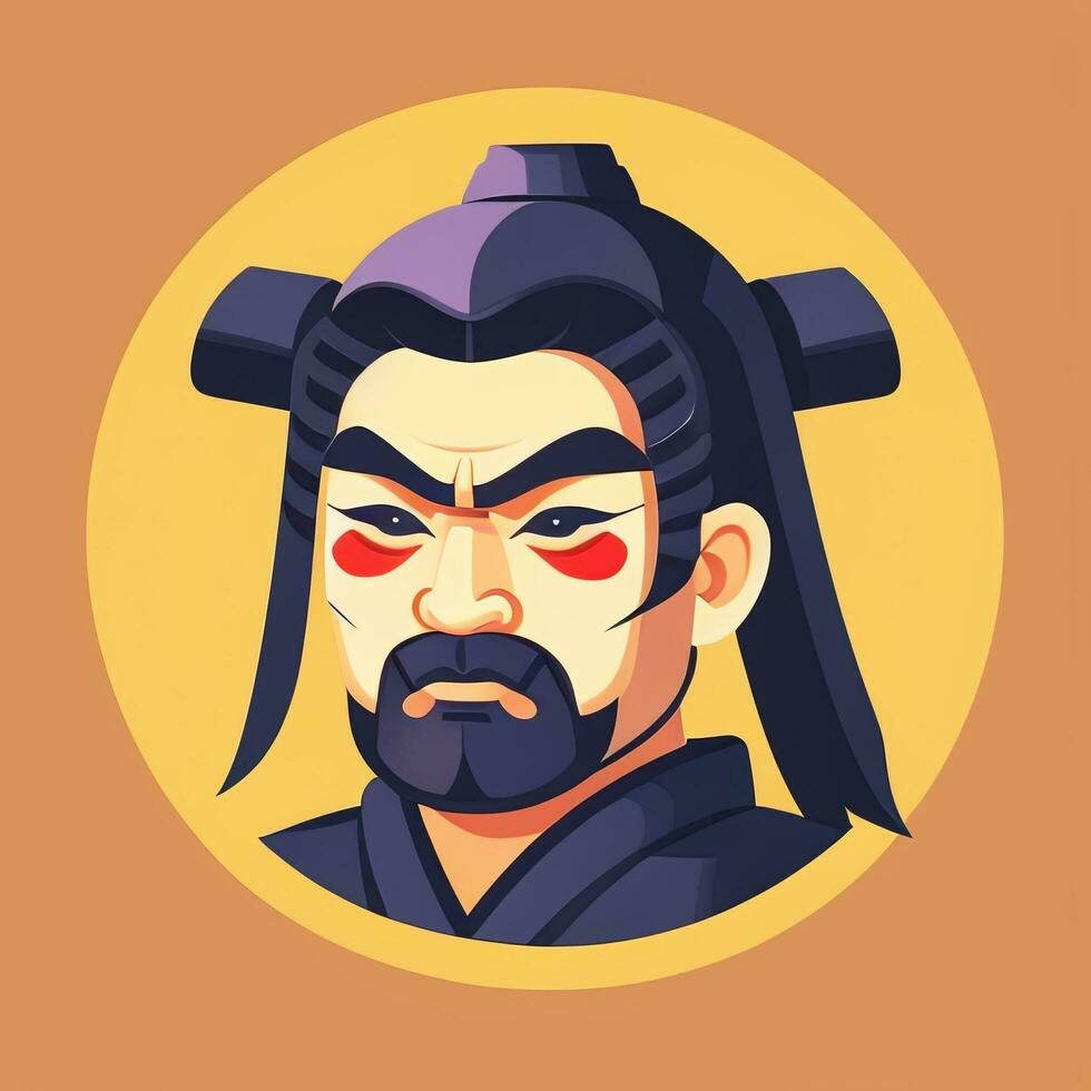 AI generated Samurai Icon Avatar Gamer Clip Art Sticker Decoration Simple Background photo