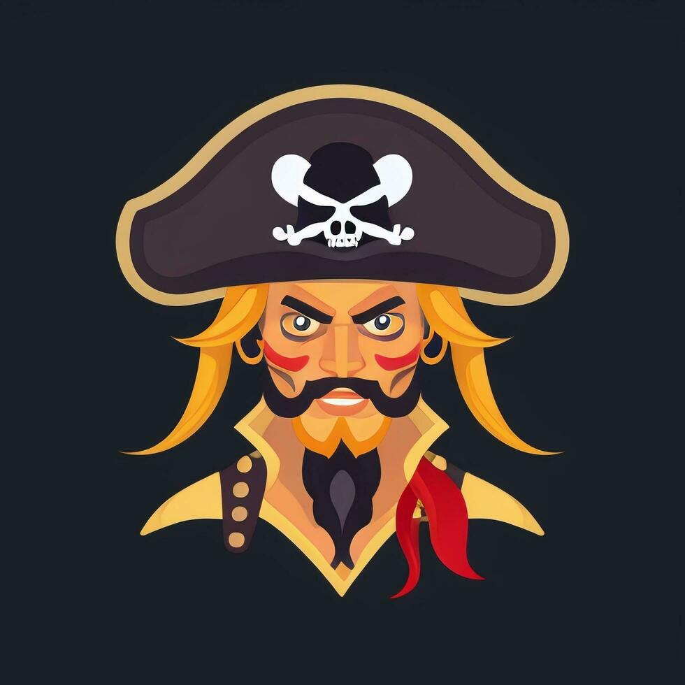 AI generated Pirate Icon Avatar Gamer Clip Art Sticker Decoration Simple Background photo