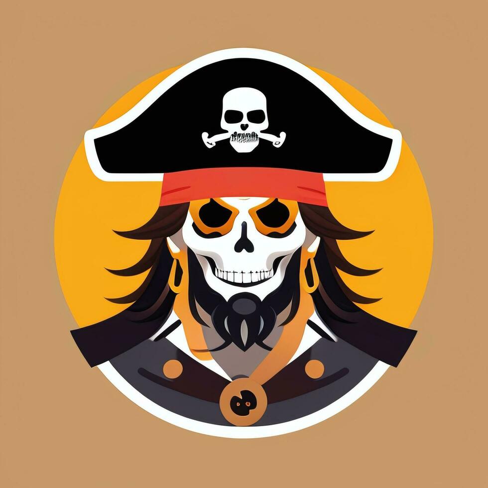 AI generated Pirate Icon Avatar Gamer Clip Art Sticker Decoration Simple Background photo