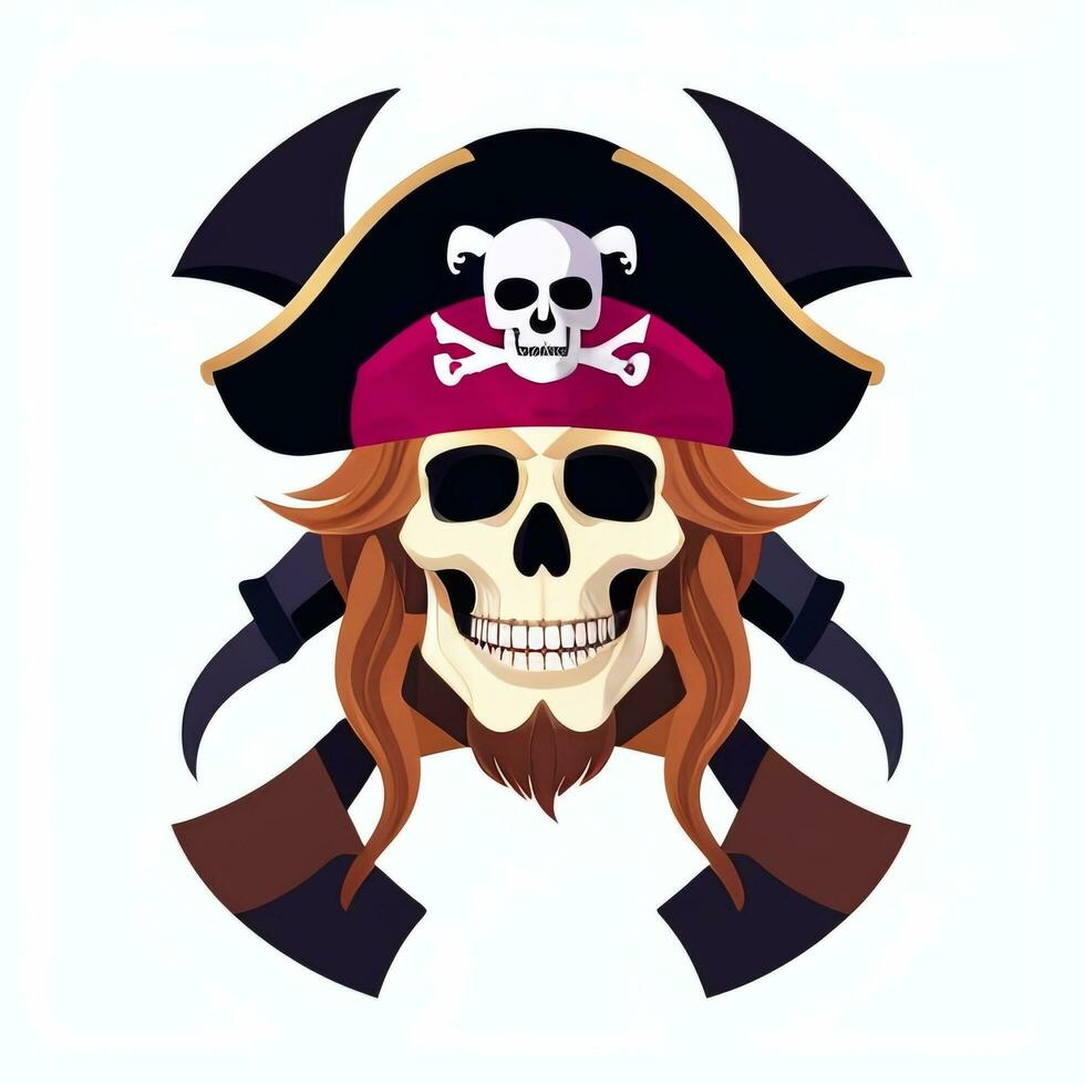 AI generated Pirate Icon Avatar Gamer Clip Art Sticker Decoration Simple Background photo