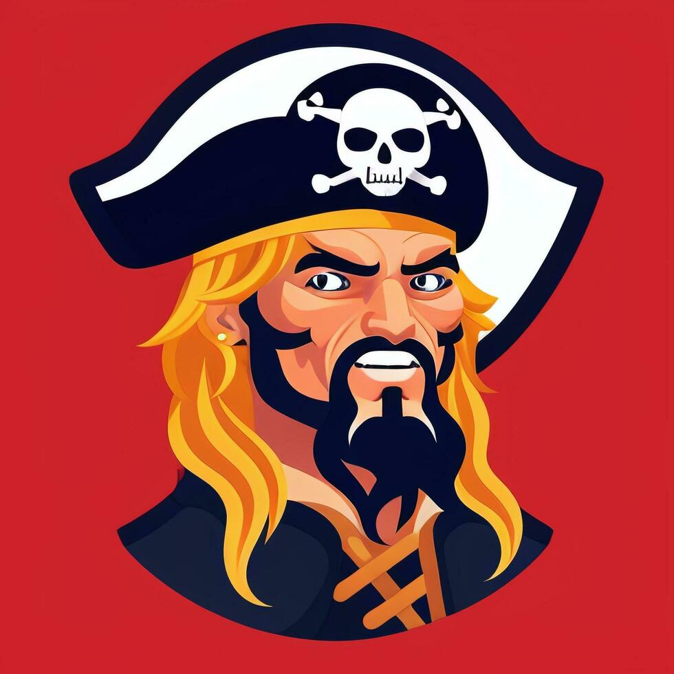 AI generated Pirate Icon Avatar Gamer Clip Art Sticker Decoration Simple Background photo