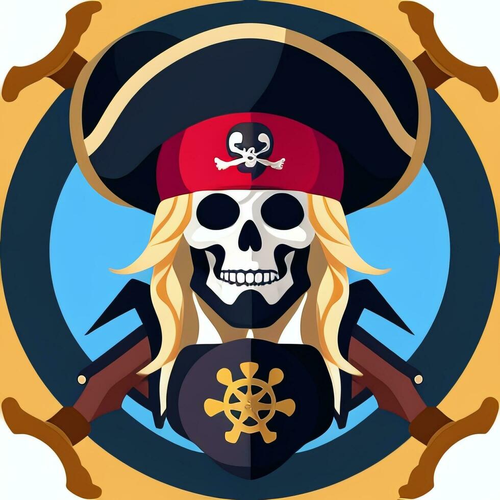 ai generado pirata icono avatar jugador acortar Arte pegatina decoración sencillo antecedentes foto