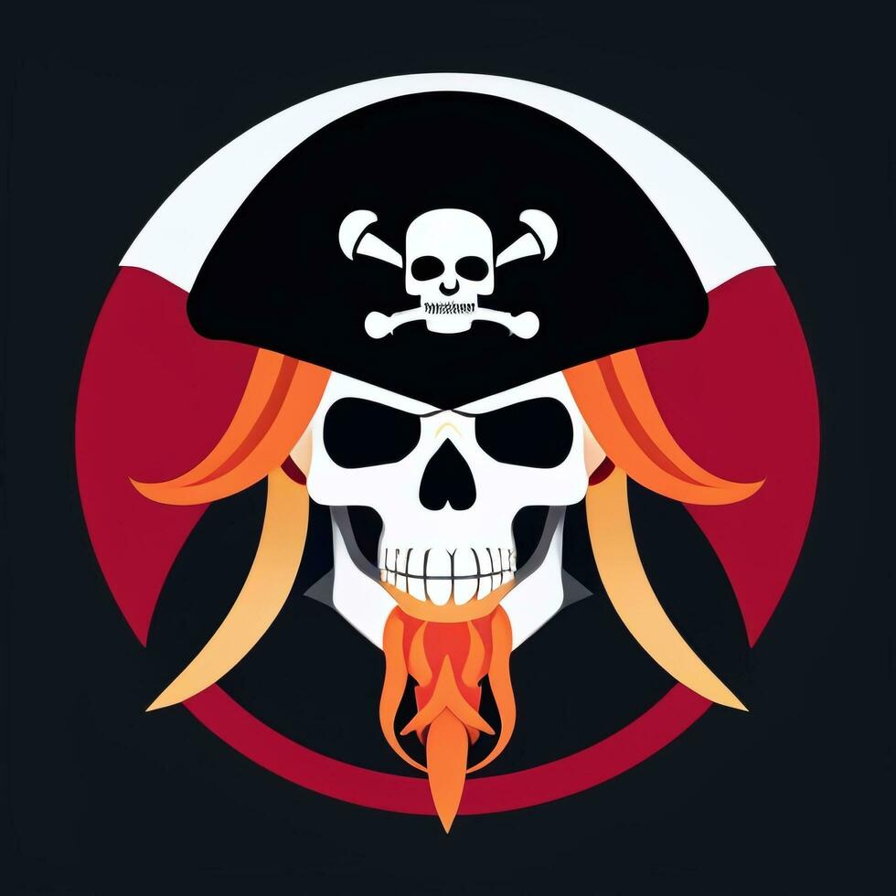 AI generated Pirate Icon Avatar Gamer Clip Art Sticker Decoration Simple Background photo