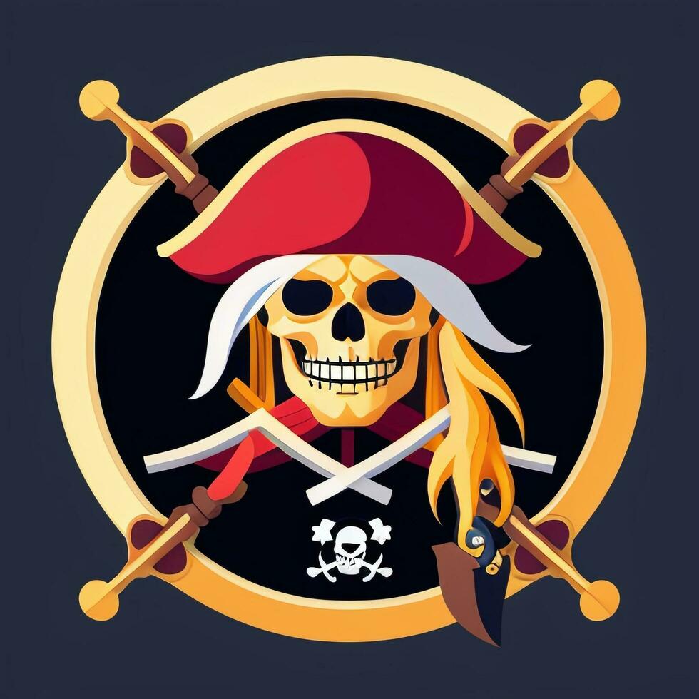 ai generado pirata icono avatar jugador acortar Arte pegatina decoración sencillo antecedentes foto