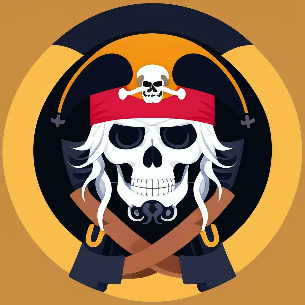 AI generated Pirate Icon Avatar Gamer Clip Art Sticker Decoration Simple Background photo