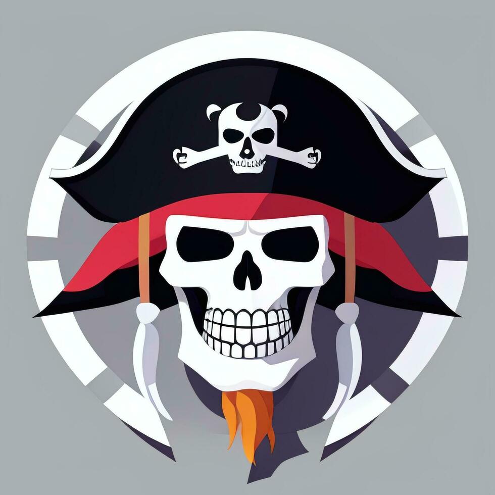 AI generated Pirate Icon Avatar Gamer Clip Art Sticker Decoration Simple Background photo