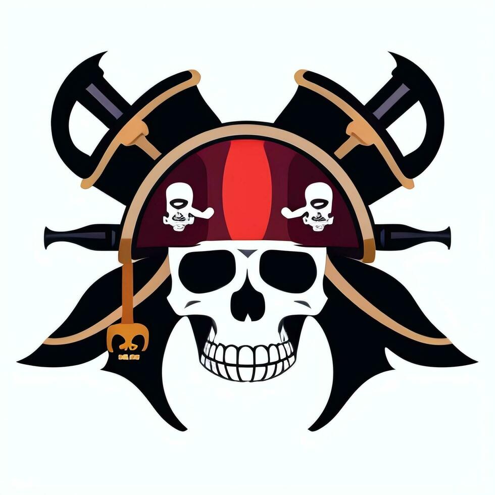 AI generated Pirate Icon Avatar Gamer Clip Art Sticker Decoration Simple Background photo