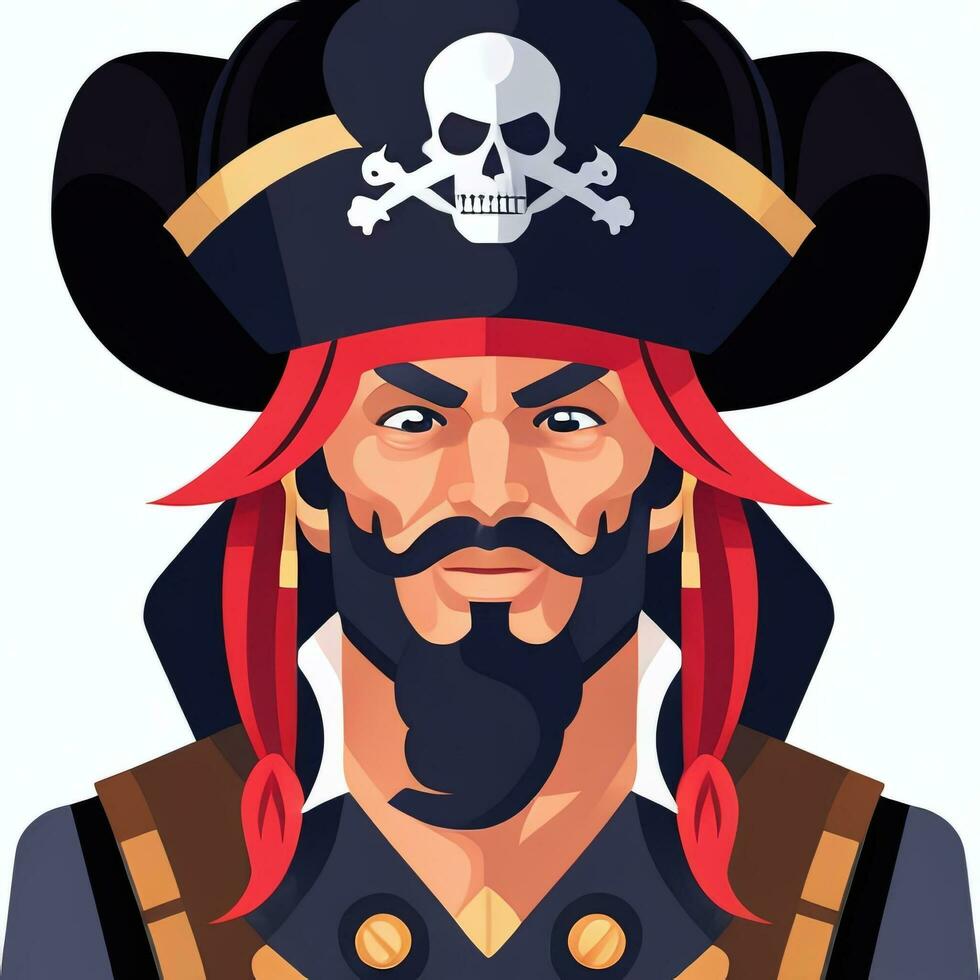 AI generated Pirate Icon Avatar Gamer Clip Art Sticker Decoration Simple Background photo