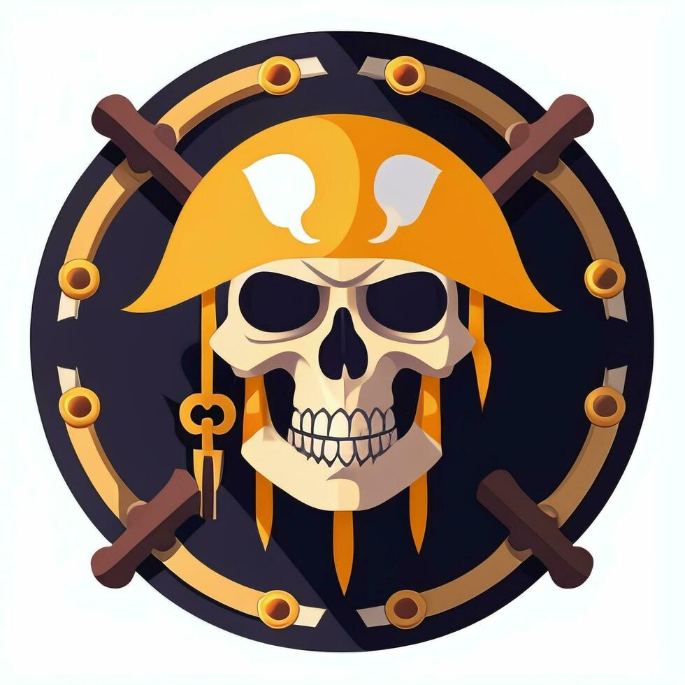 ai generado pirata icono avatar jugador acortar Arte pegatina decoración sencillo antecedentes foto