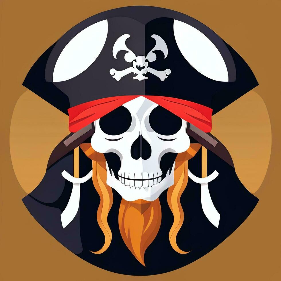 AI generated Pirate Icon Avatar Gamer Clip Art Sticker Decoration Simple Background photo