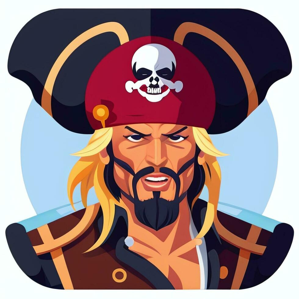 AI generated Pirate Icon Avatar Gamer Clip Art Sticker Decoration Simple Background photo