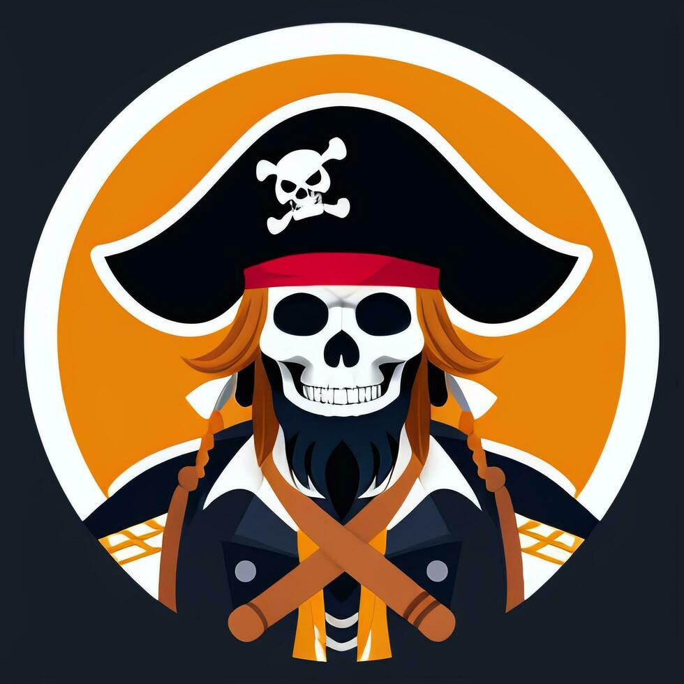 AI generated Pirate Icon Avatar Gamer Clip Art Sticker Decoration Simple Background photo