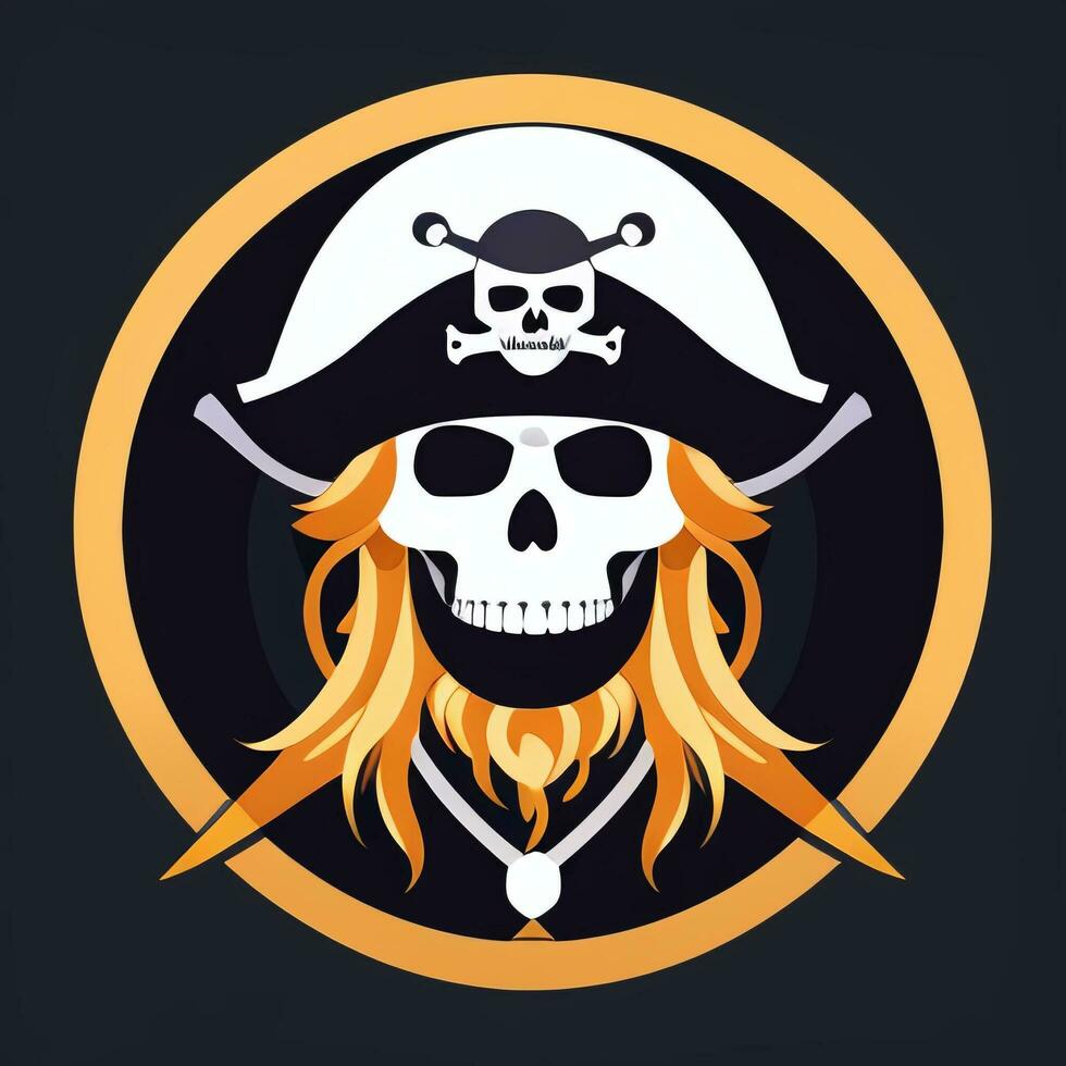 AI generated Pirate Icon Avatar Gamer Clip Art Sticker Decoration Simple Background photo
