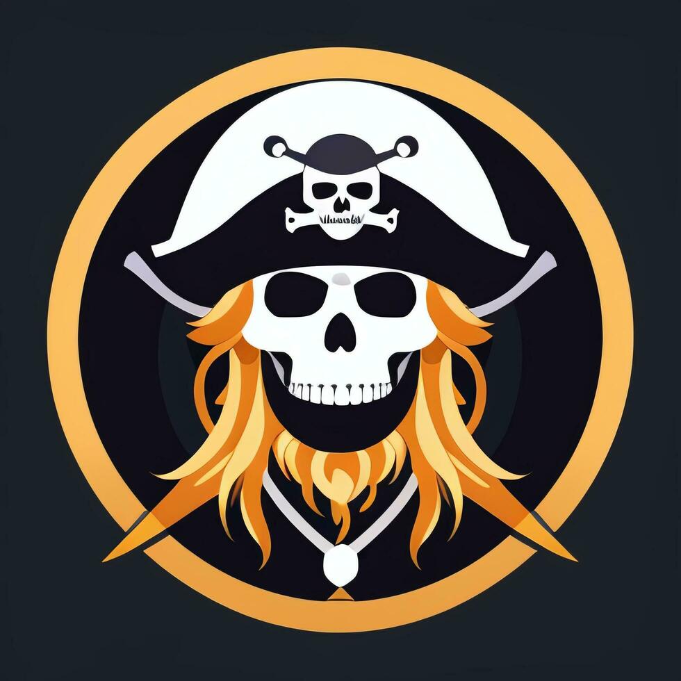 AI generated Pirate Icon Avatar Gamer Clip Art Sticker Decoration Simple Background photo