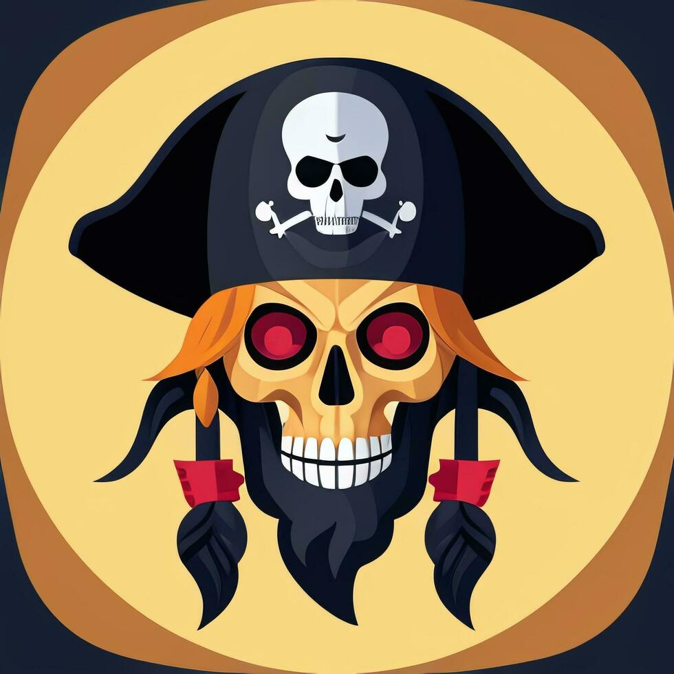 AI generated Pirate Icon Avatar Gamer Clip Art Sticker Decoration Simple Background photo