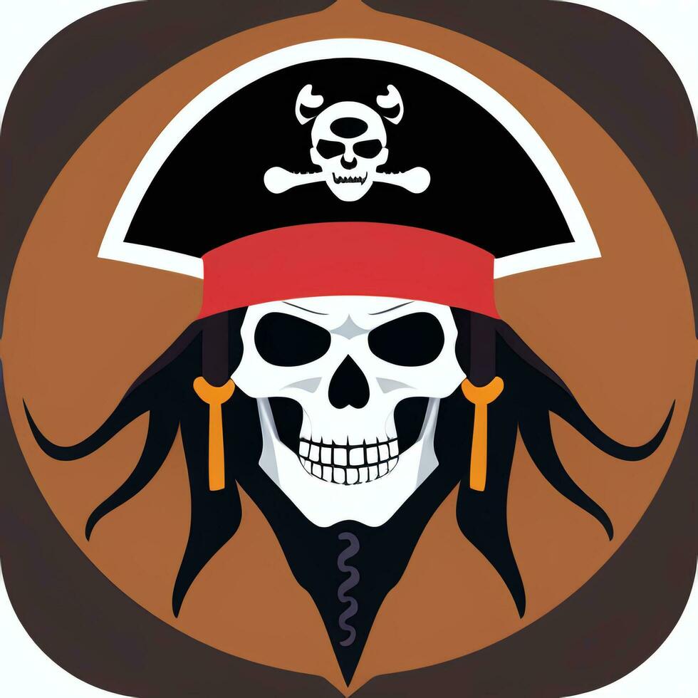 AI generated Pirate Icon Avatar Gamer Clip Art Sticker Decoration Simple Background photo