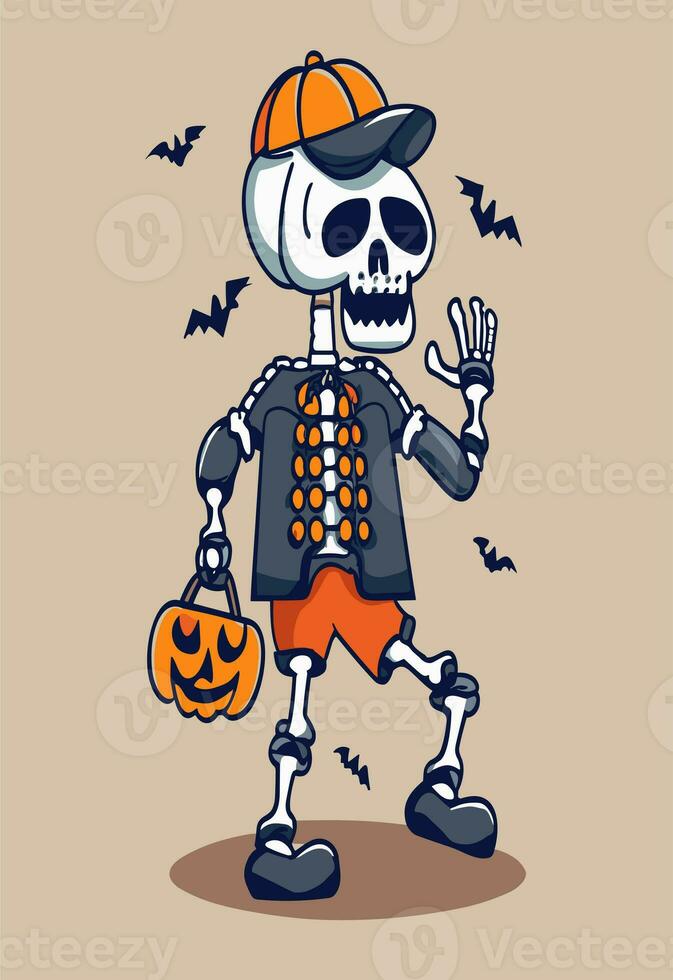 AI generated halloween skeleton Scare and share photo