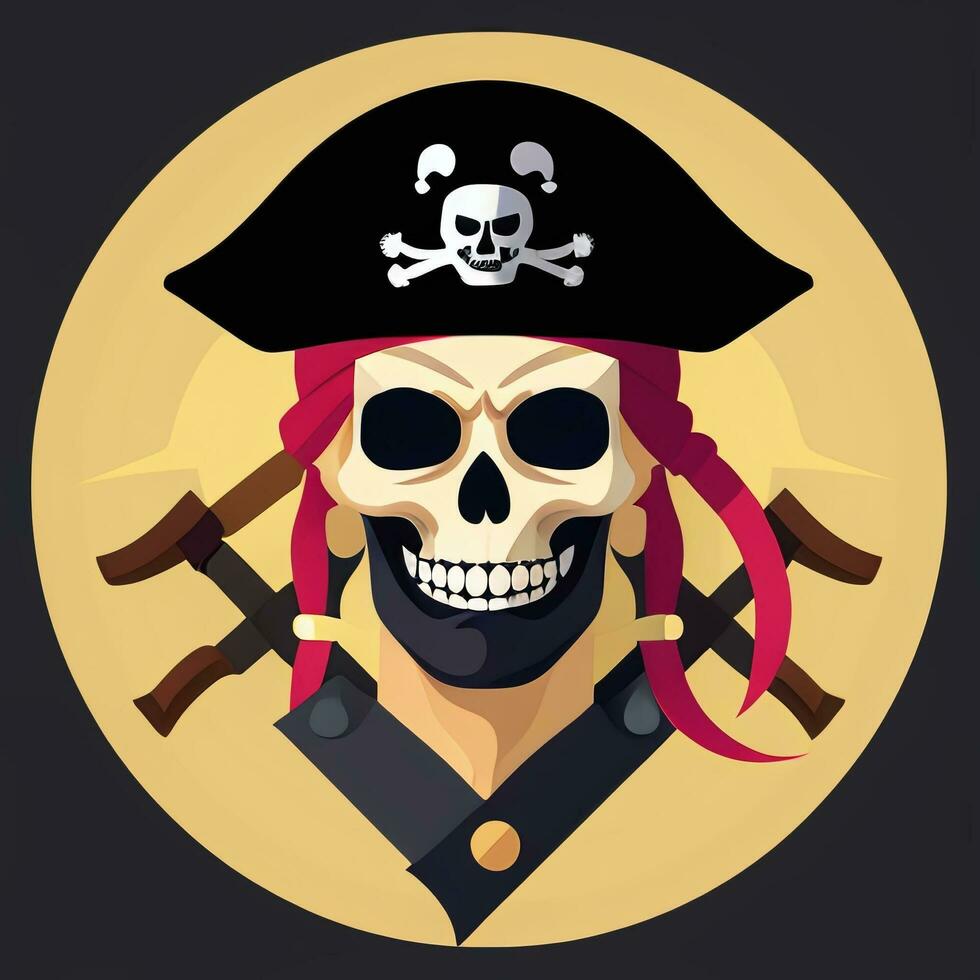 AI generated Pirate Icon Avatar Gamer Clip Art Sticker Decoration Simple Background photo