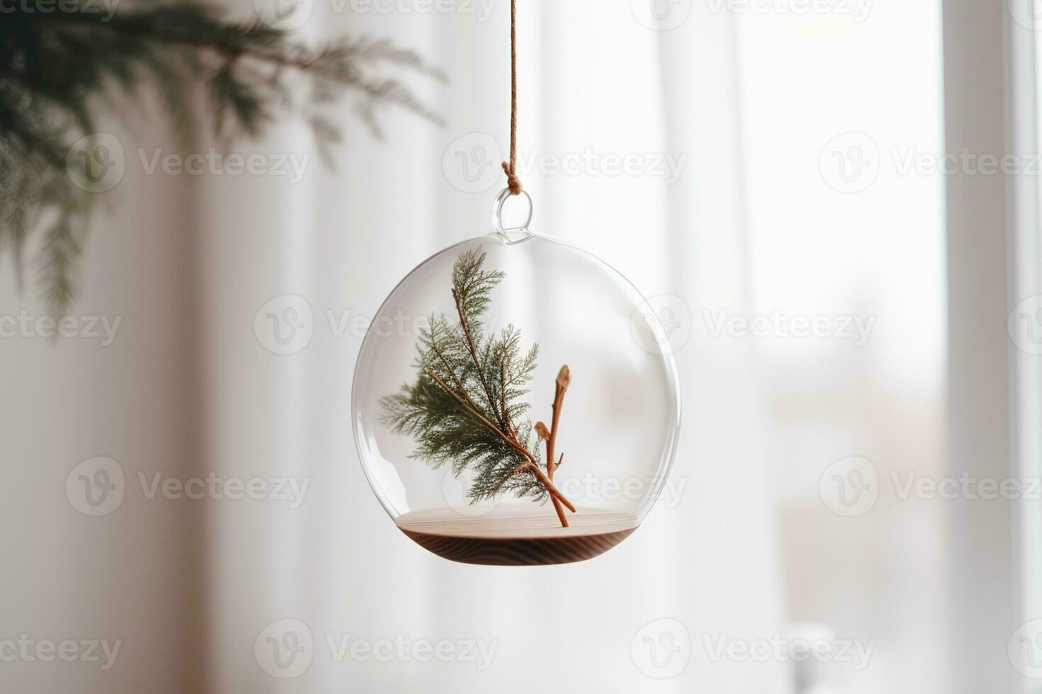 AI generated a glass hanging with a plant inside photo