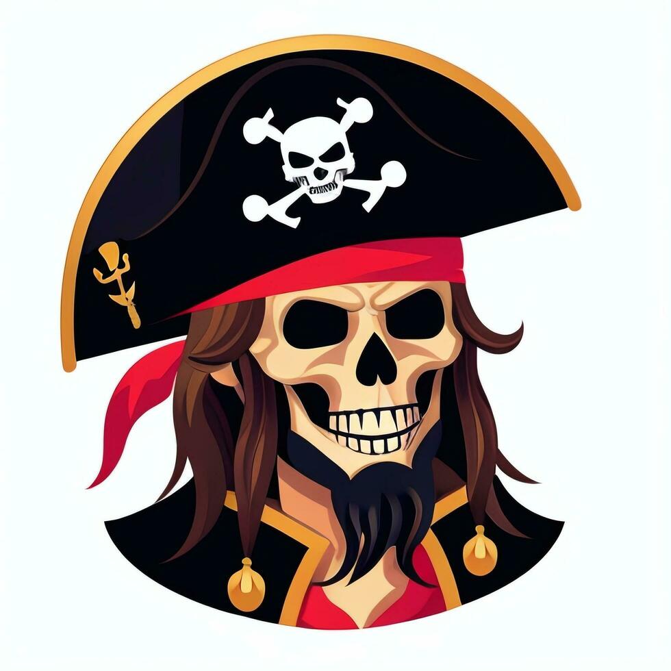 AI generated Pirate Icon Avatar Gamer Clip Art Sticker Decoration Simple Background photo