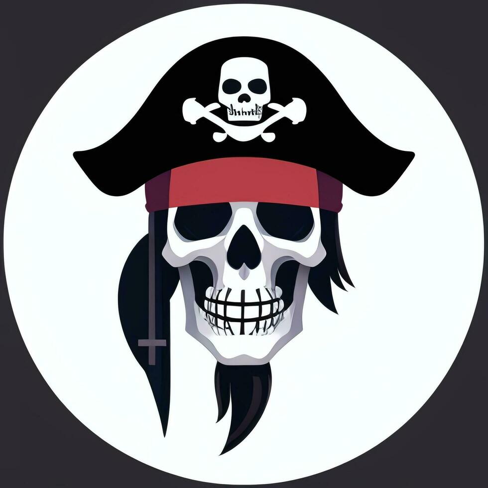 AI generated Pirate Icon Avatar Gamer Clip Art Sticker Decoration Simple Background photo