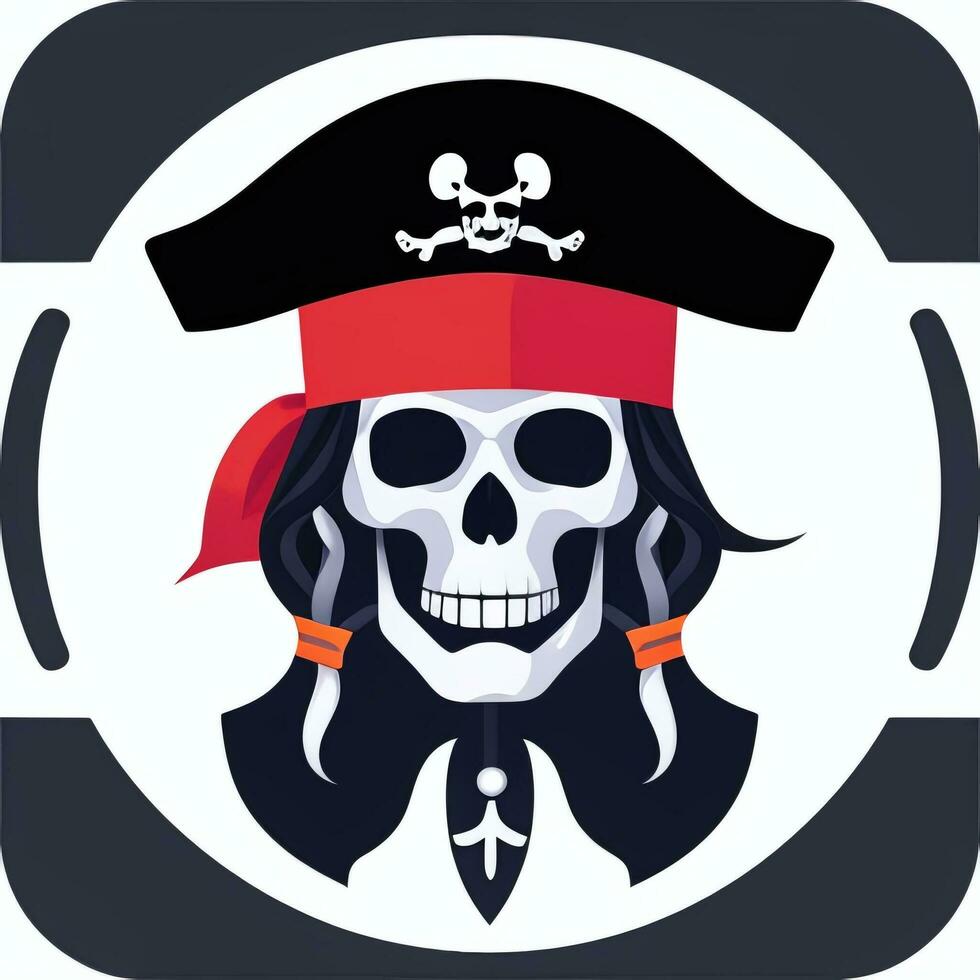 AI generated Pirate Icon Avatar Gamer Clip Art Sticker Decoration Simple Background photo