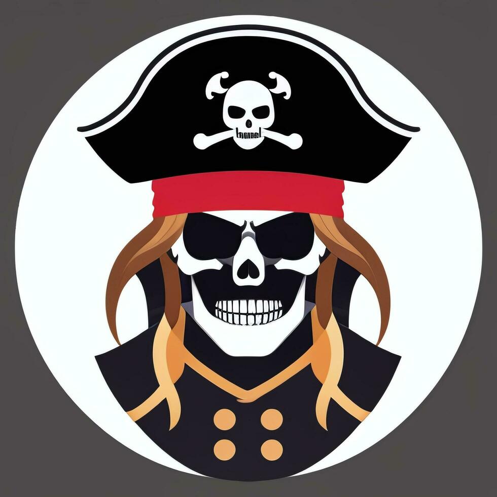 AI generated Pirate Icon Avatar Gamer Clip Art Sticker Decoration Simple Background photo