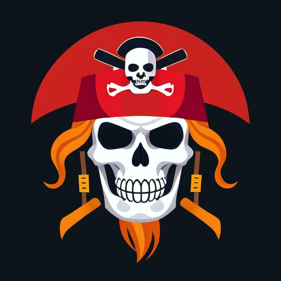 AI generated Pirate Icon Avatar Gamer Clip Art Sticker Decoration Simple Background photo