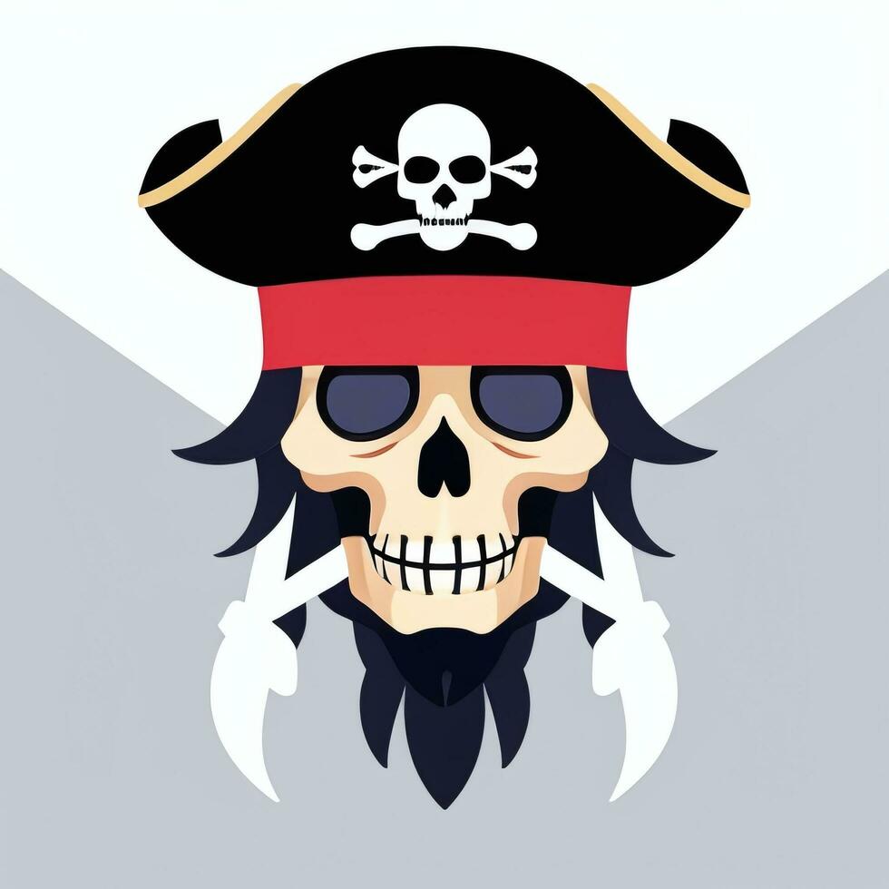 AI generated Pirate Icon Avatar Gamer Clip Art Sticker Decoration Simple Background photo