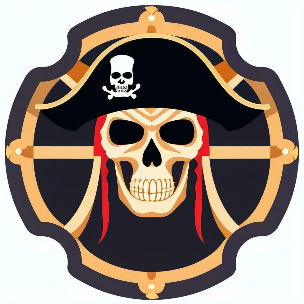 AI generated Pirate Icon Avatar Gamer Clip Art Sticker Decoration Simple Background photo