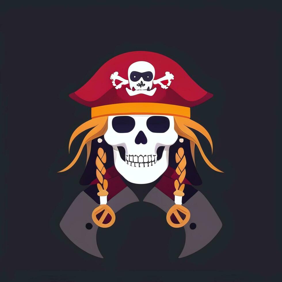 AI generated Pirate Icon Avatar Gamer Clip Art Sticker Decoration Simple Background photo