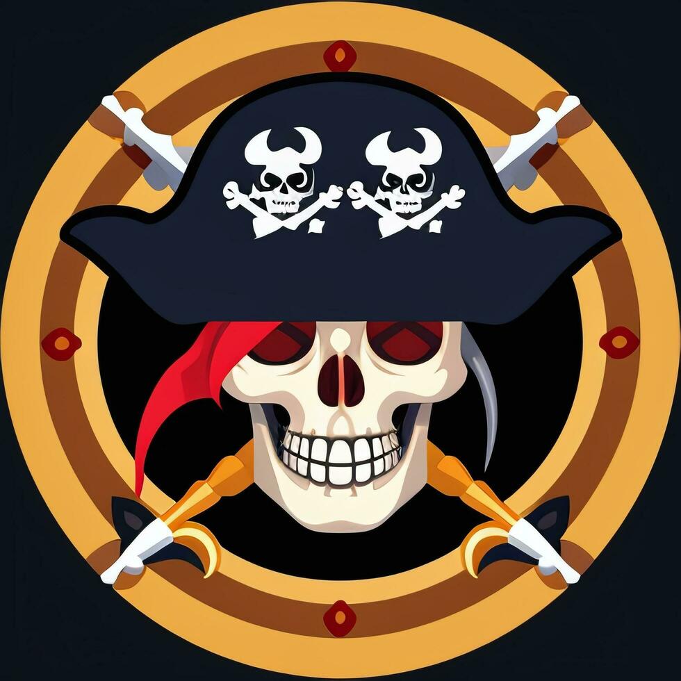 AI generated Pirate Icon Avatar Gamer Clip Art Sticker Decoration Simple Background photo