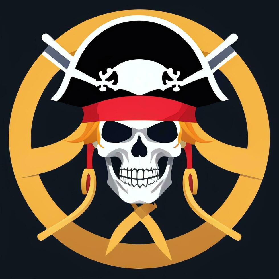 AI generated Pirate Icon Avatar Gamer Clip Art Sticker Decoration Simple Background photo