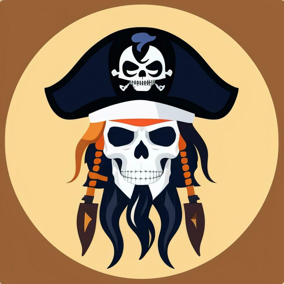 AI generated Pirate Icon Avatar Gamer Clip Art Sticker Decoration Simple Background photo