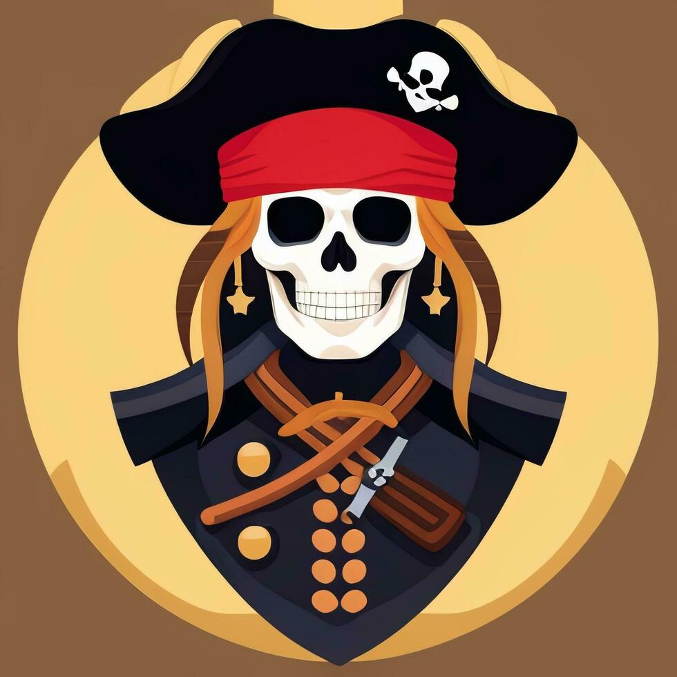 AI generated Pirate Icon Avatar Gamer Clip Art Sticker Decoration Simple Background photo