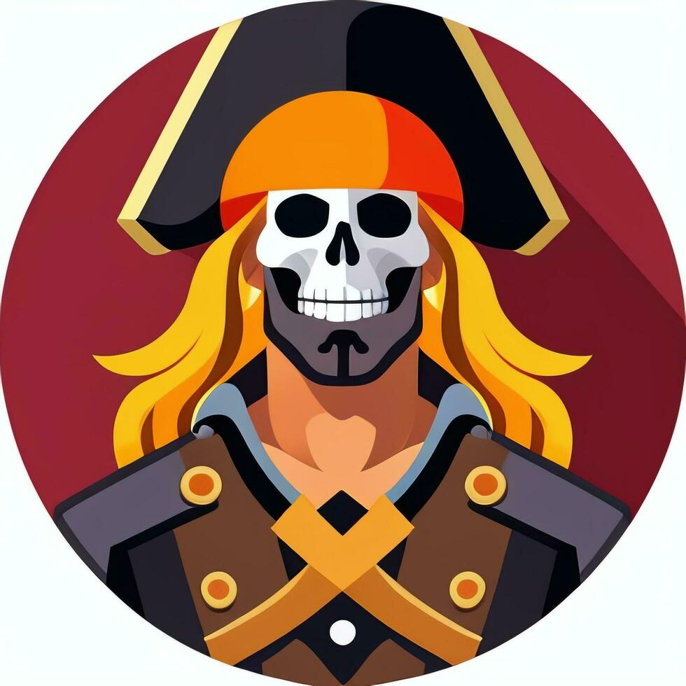 AI generated Pirate Icon Avatar Gamer Clip Art Sticker Decoration Simple Background photo