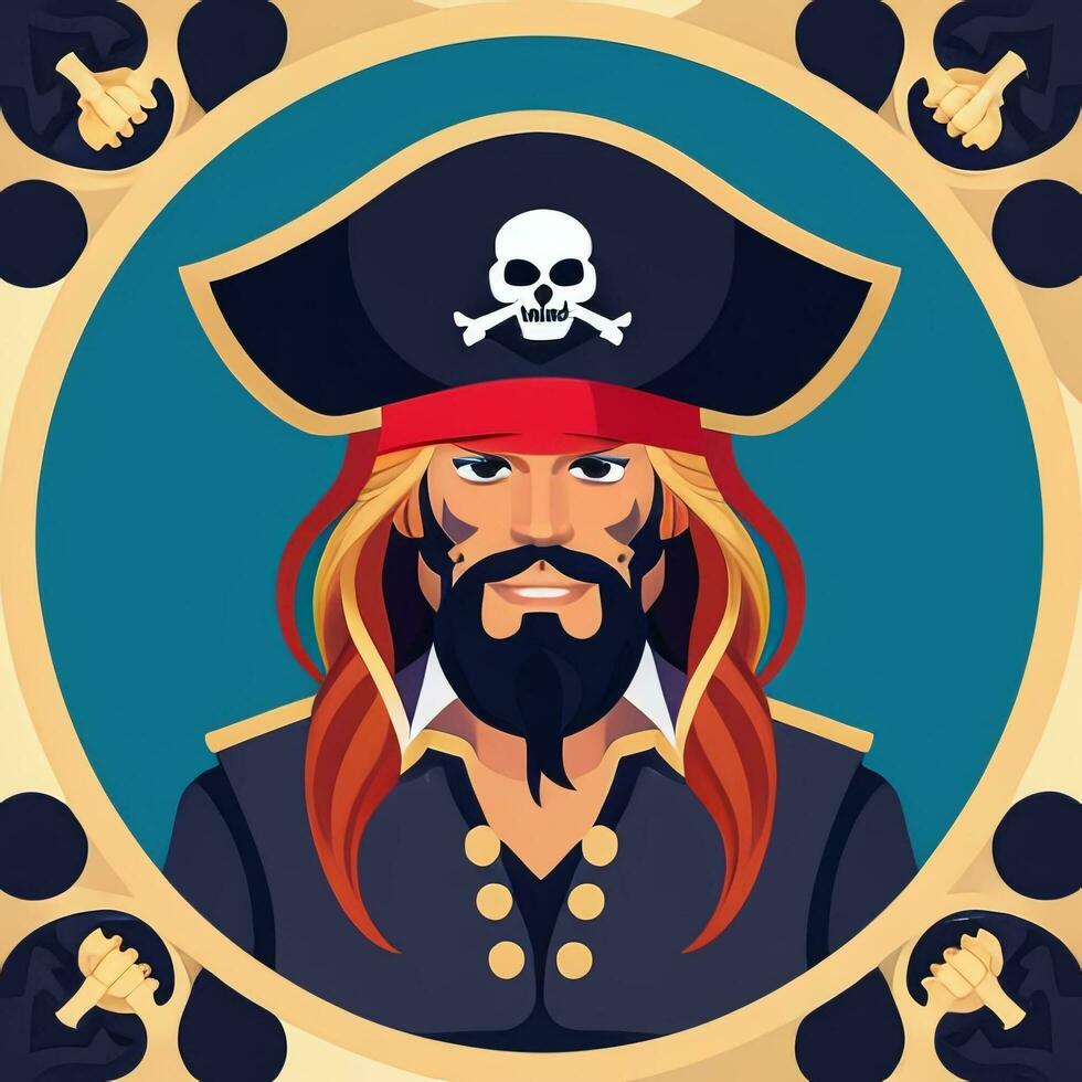 AI generated Pirate Icon Avatar Gamer Clip Art Sticker Decoration Simple Background photo