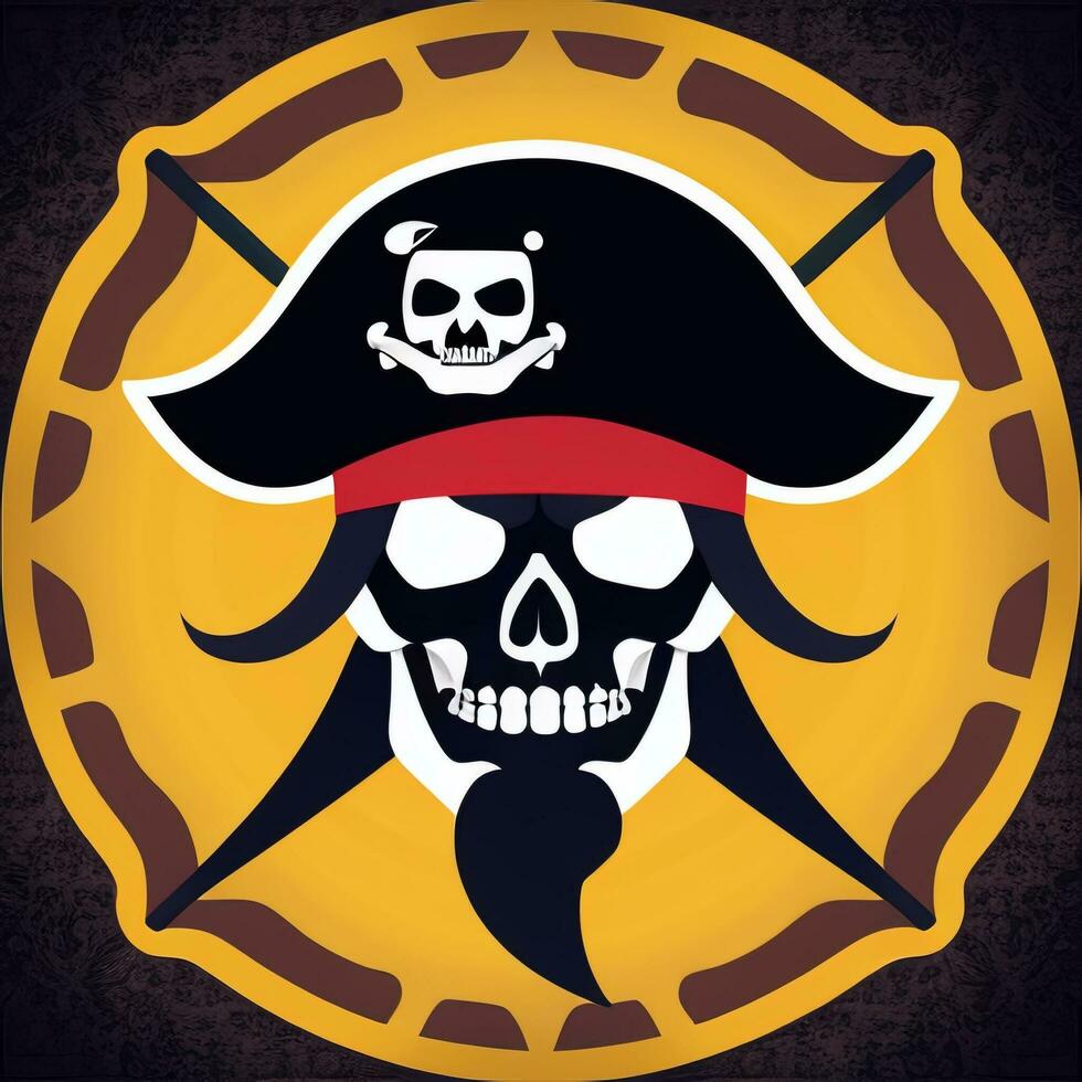 AI generated Pirate Icon Avatar Gamer Clip Art Sticker Decoration Simple Background photo