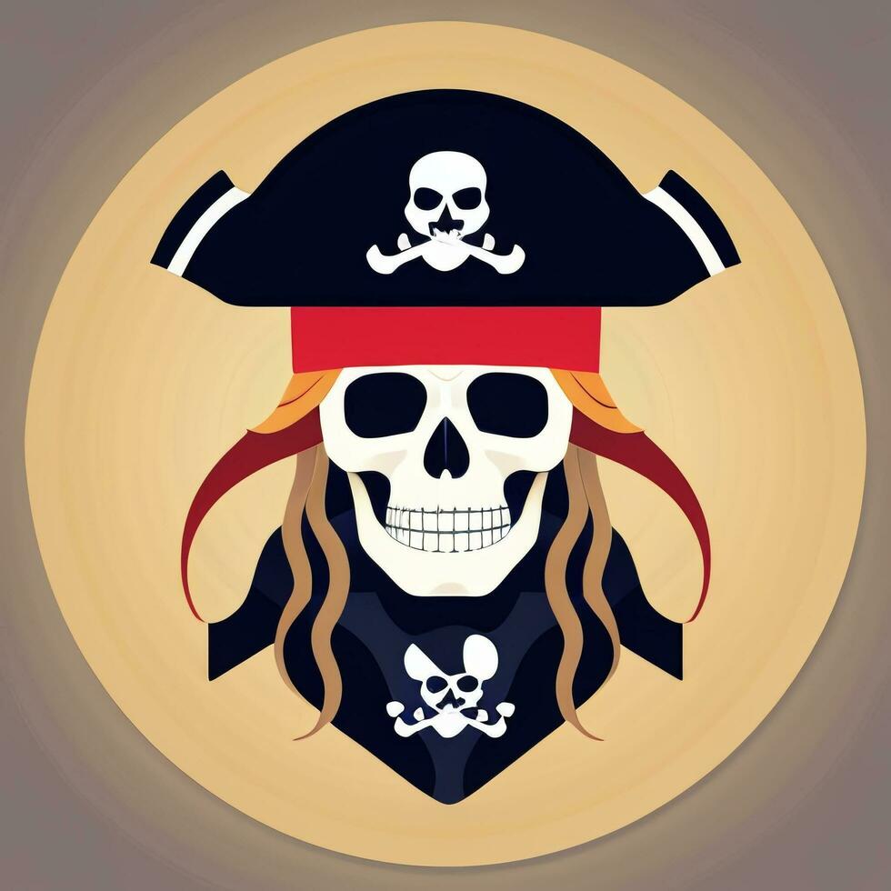 AI generated Pirate Icon Avatar Gamer Clip Art Sticker Decoration Simple Background photo