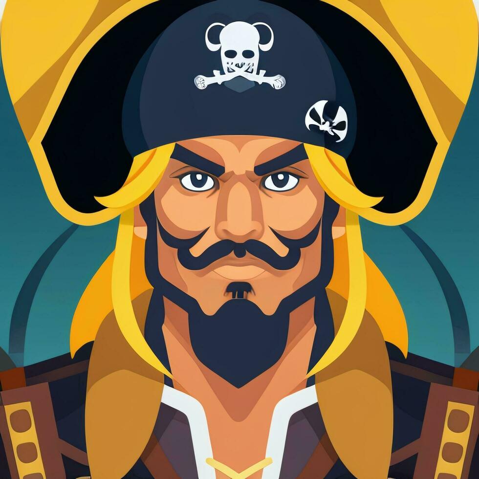 AI generated Pirate Icon Avatar Gamer Clip Art Sticker Decoration Simple Background photo