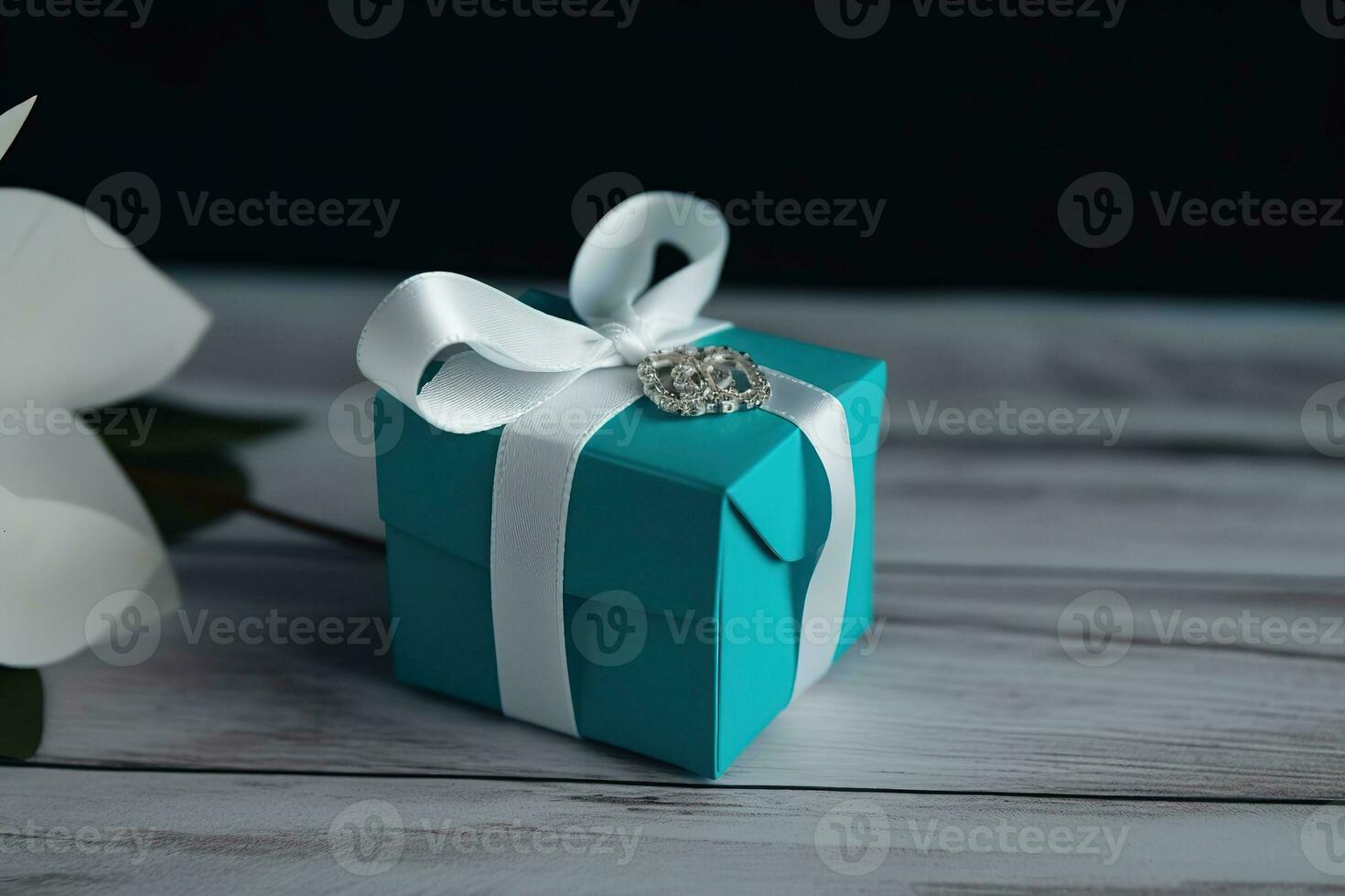 AI generated tiffany blue wedding favor box photo