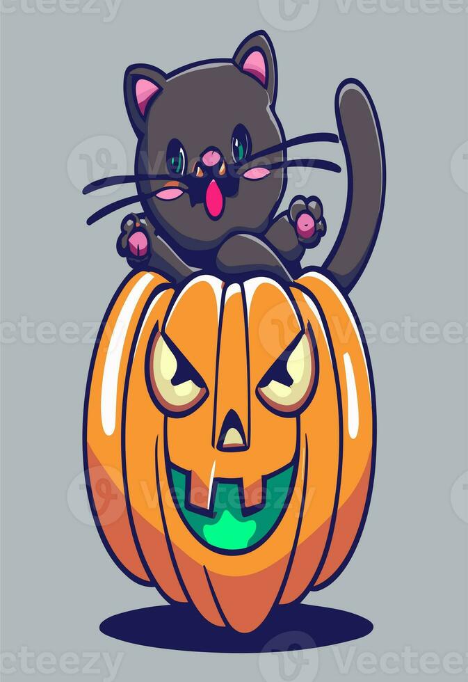 AI generated Purr fectly Spooky Halloween Skeleton with a Pumpkin Cat Twist photo