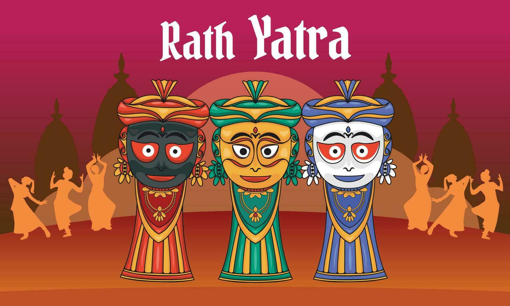 illustration design post for rath yatra celebration greeting vector