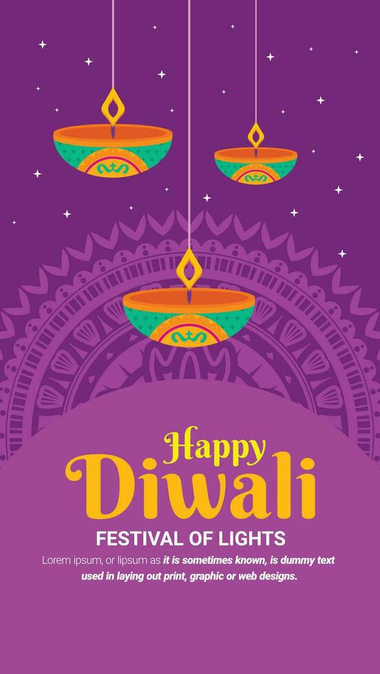 Greeting card design for diwali festival day contains candle concept vector