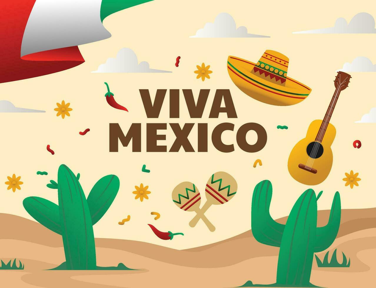Viva Mexico event banner illustration design vector