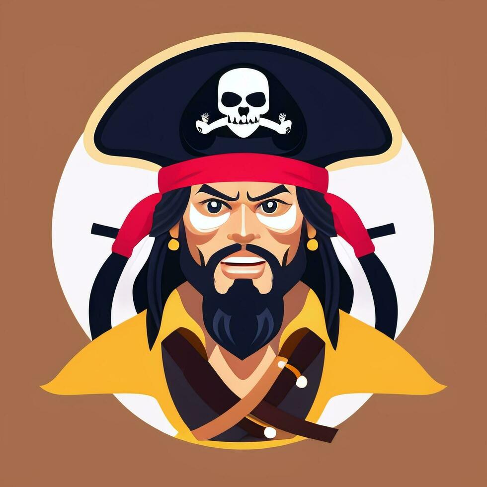 AI generated Pirate Icon Avatar Gamer Clip Art Sticker Decoration Simple Background photo