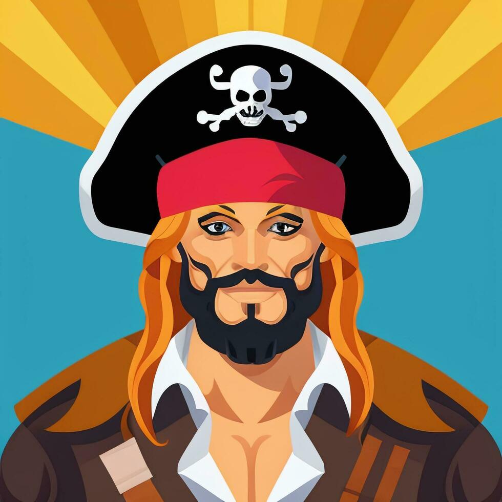 AI generated Pirate Icon Avatar Gamer Clip Art Sticker Decoration Simple Background photo