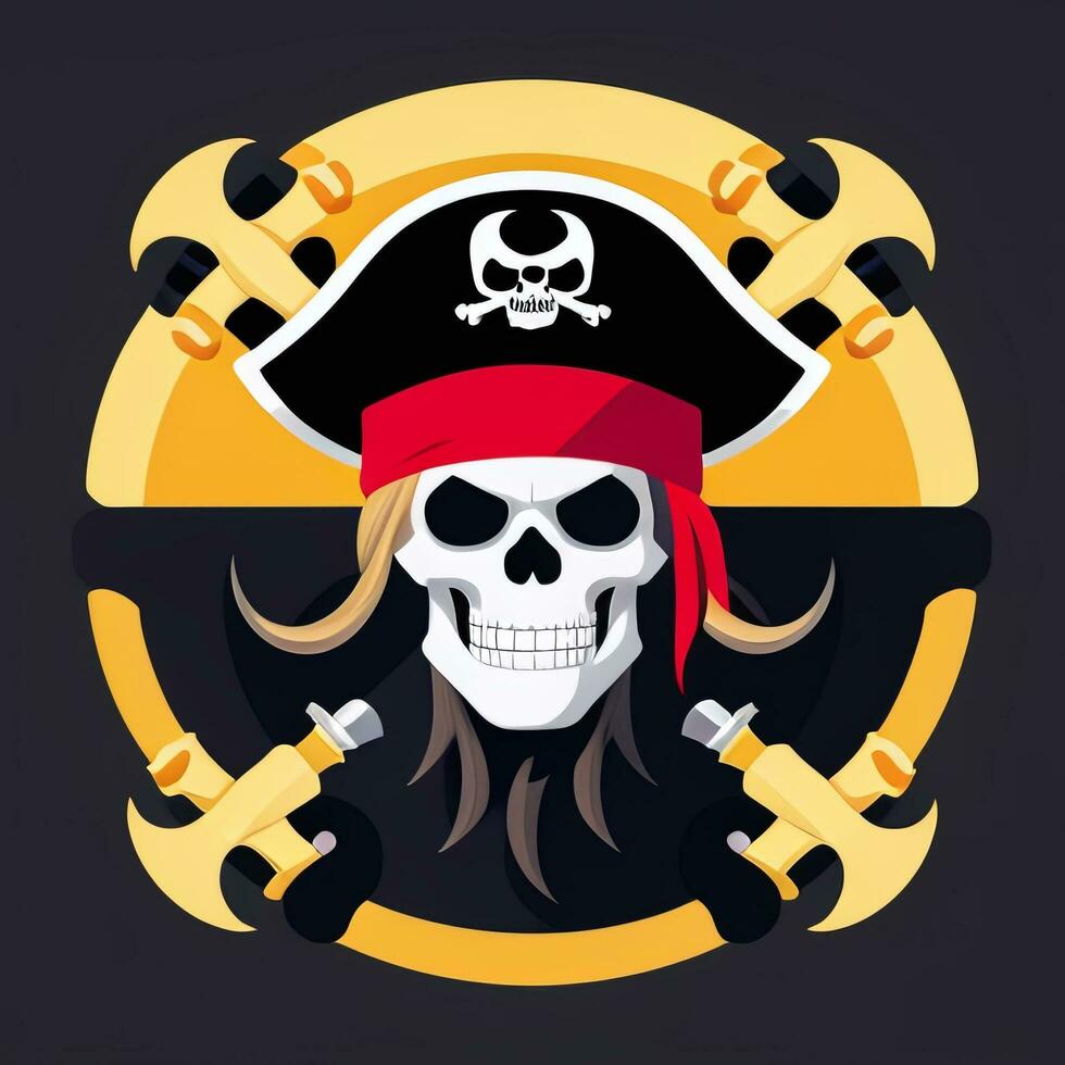 AI generated Pirate Icon Avatar Gamer Clip Art Sticker Decoration Simple Background photo